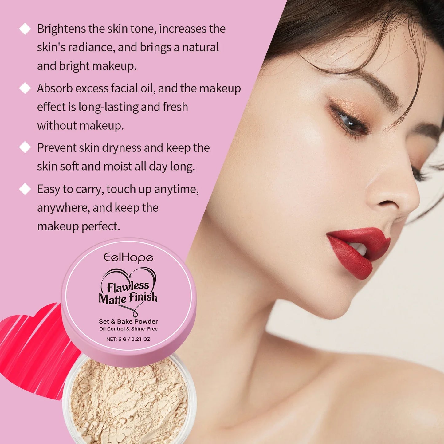 Setting Loose Powder - Natural, Lightweight, Oil-Control, Matte, Breathable, Refreshing & Non-Greasy Facial Setting Powder