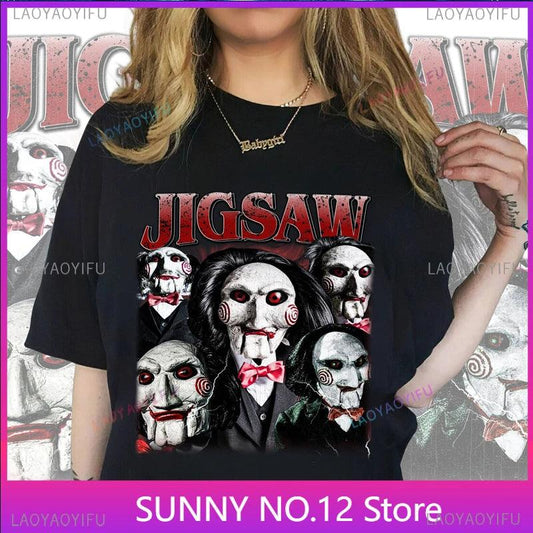 SAW Horror Movie Tshirt Saw Head Torture Reverse Bear Trap Movie T-Shirts for Men Round Neck Pure  T Shirt - Premium T-Shirt from Lizard Vigilante - Just $22.99! Shop now at Lizard Vigilante