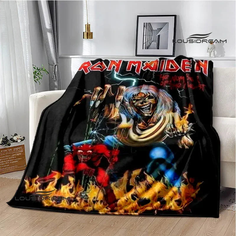 Iron Maiden Printed Blanket – Soft Flannel Kids & Adults Throw | Warm, Portable, and Perfect for Home or Travel - Premium blanket from dsers - Just $33.66! Shop now at Lizard Vigilante