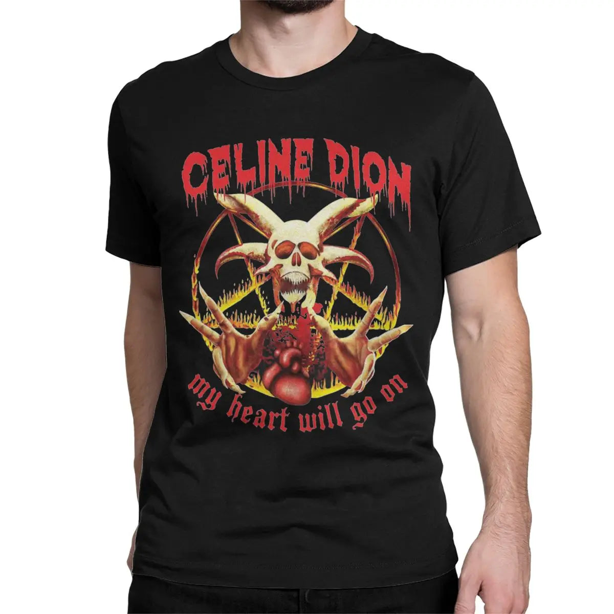 Celine Dion My Heart Will Go On Metal T Shirt Men Women's Cotton T-Shirts Crew Neck Titanic Rock Tees Short Sleeve Tops Big Size - Lizard Vigilante