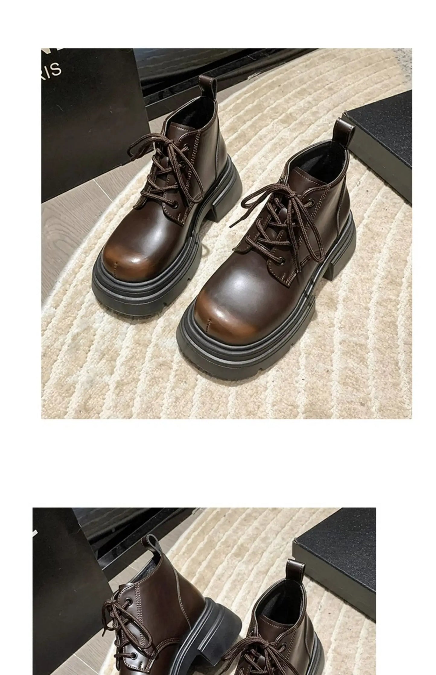 Women’s Lace-Up Ankle Boots – Med Hoof Heel Lolita Rock Round Toe PU Leather Winter Footwear | Solid Rubber Sole, Handmade Classic Street Style - Premium boot from dsers - Just $96.66! Shop now at Lizard Vigilante