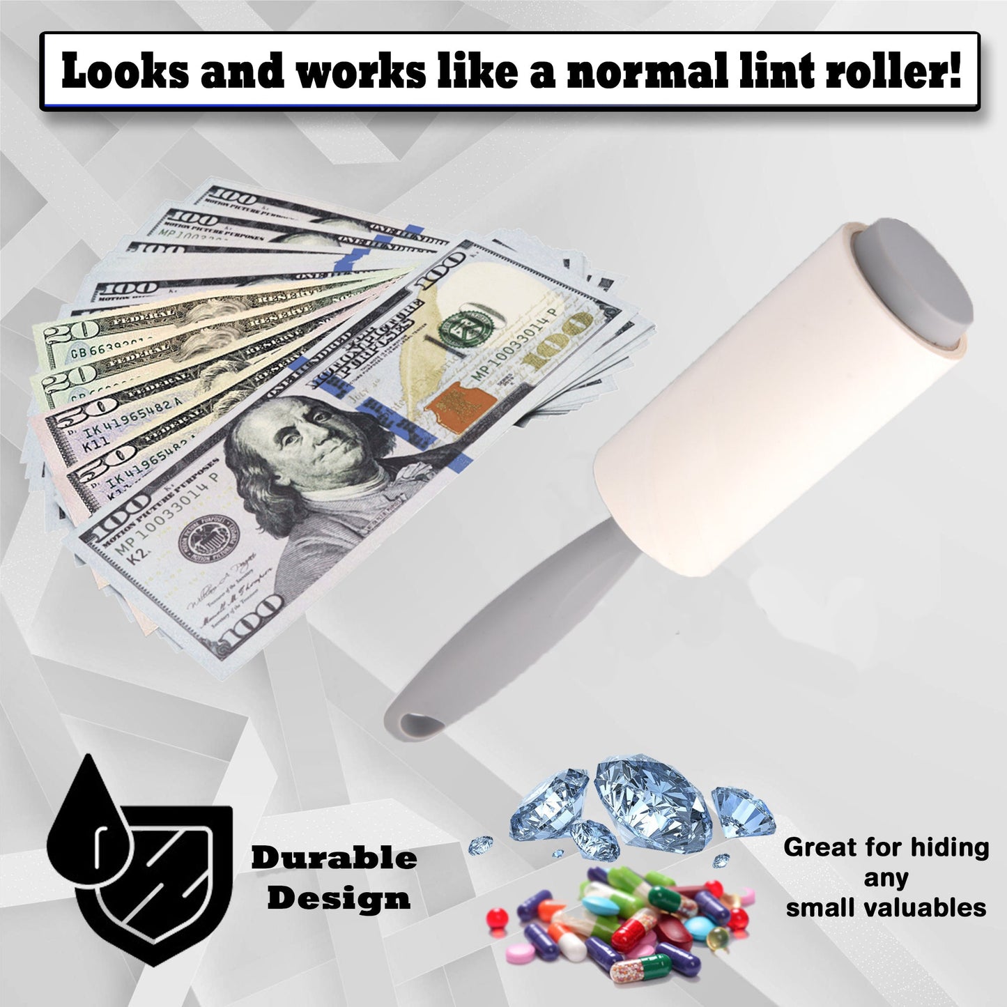 Realistic Lint Roller Diversion Safe - Discreet Diversion Safe Ideas of Real Working Lint Roller with Secret Stash Containers