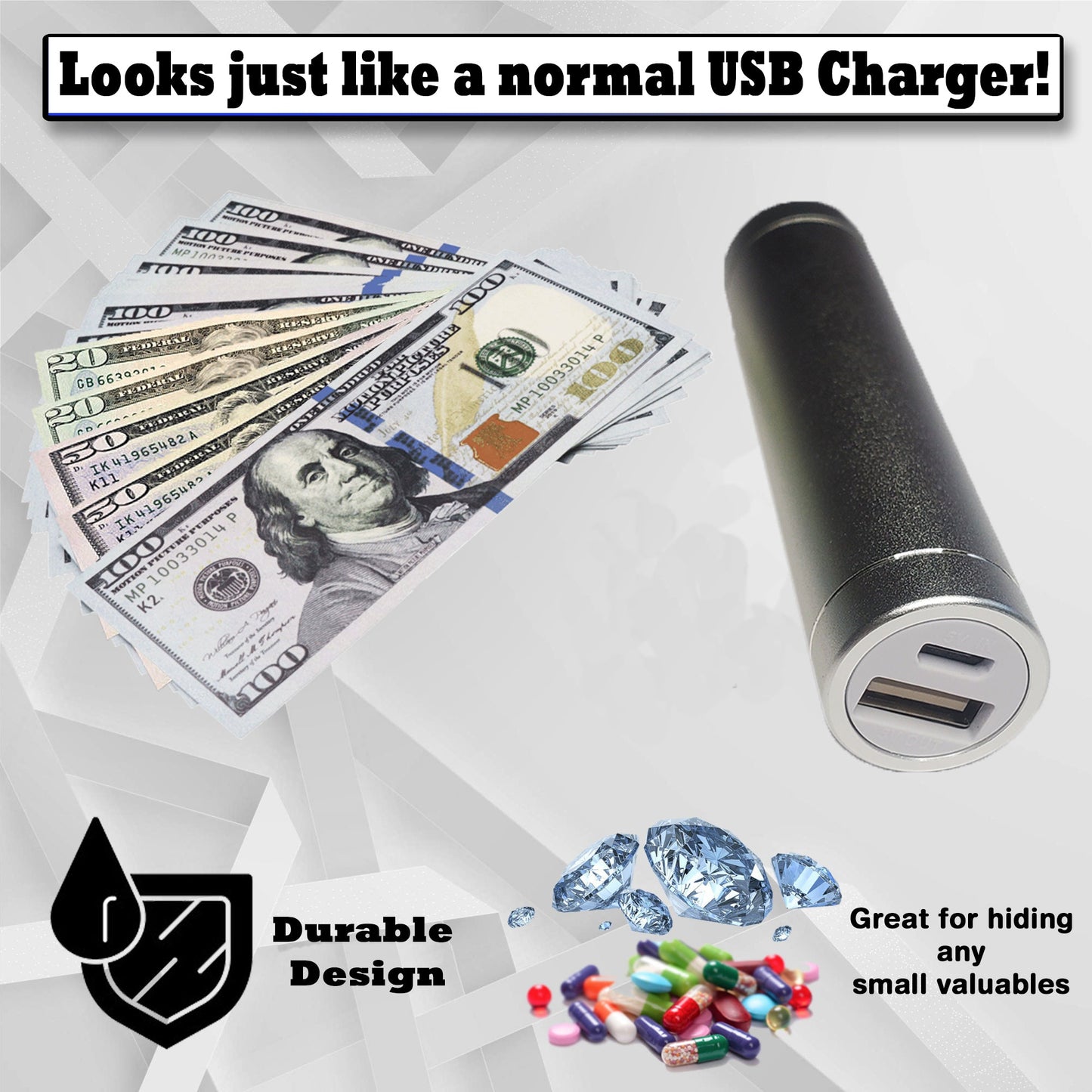 USB Charger Diversion Safes (2 Pack) - Best Diversion Safes To Stash Valuables In Charger Secret Compartment