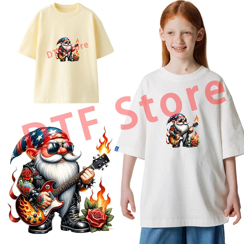 Rock 'n' Roll Elf Motorcycle Iron-On Transfer – Cool Thermal Sticker for Kids’ Clothing - Premium iron on transfer from Lizard Vigilante - Just $14.99! Shop now at Lizard Vigilante