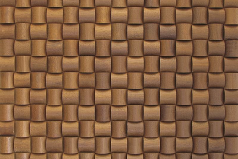 Sapele Straw Mesh-mounted Wood Mosaic Wall Tile - Livfloors Collection