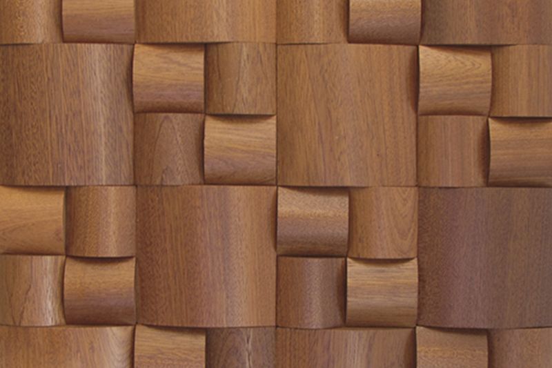 Sapele Pattern Straw Mesh-mounted Wood Mosaic Wall Tile - Livfloors Collection