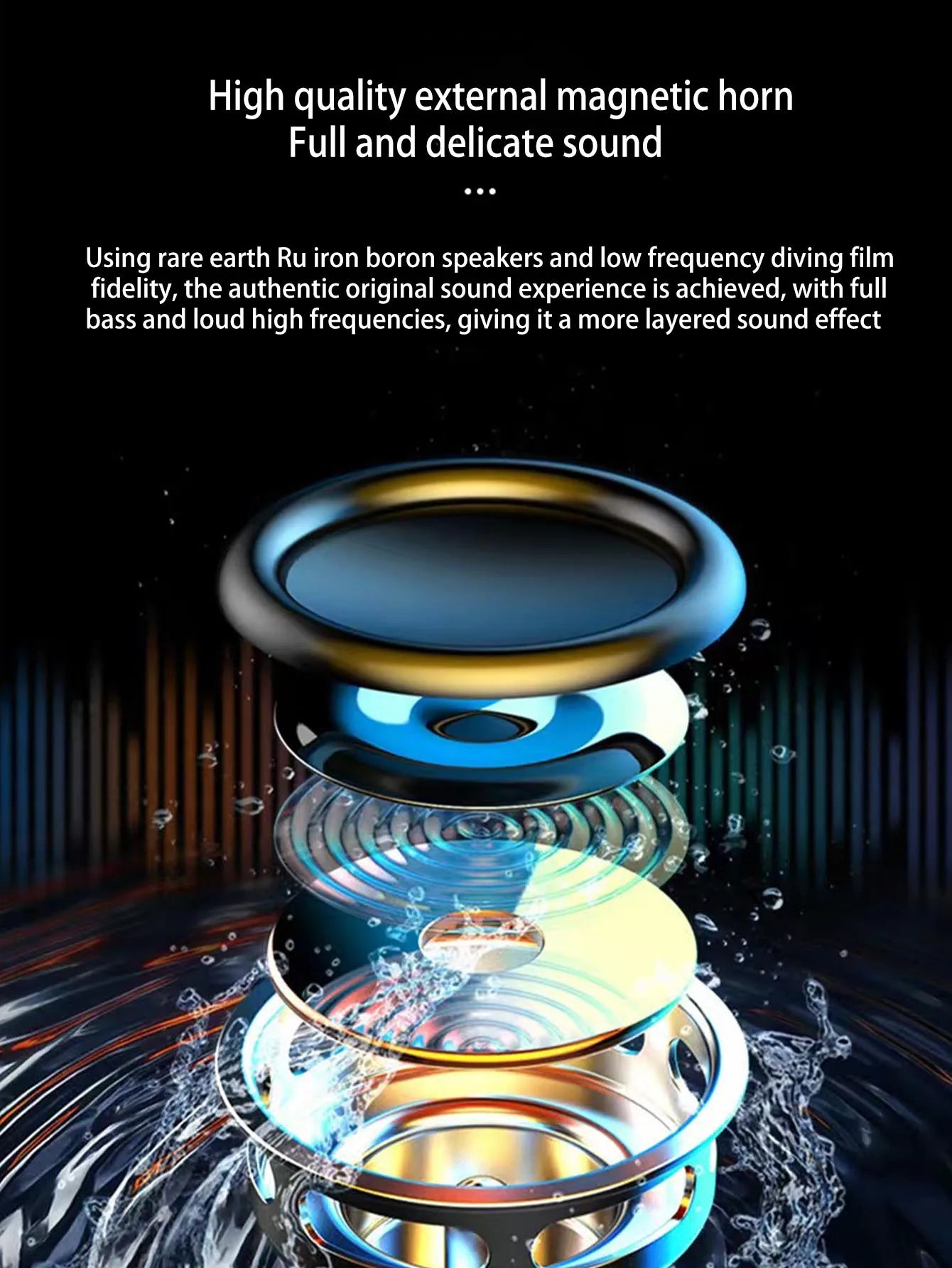 Wireless Bluetooth speaker, mini design with multiple functions as a clock, outdoor version subwoofer is powerful