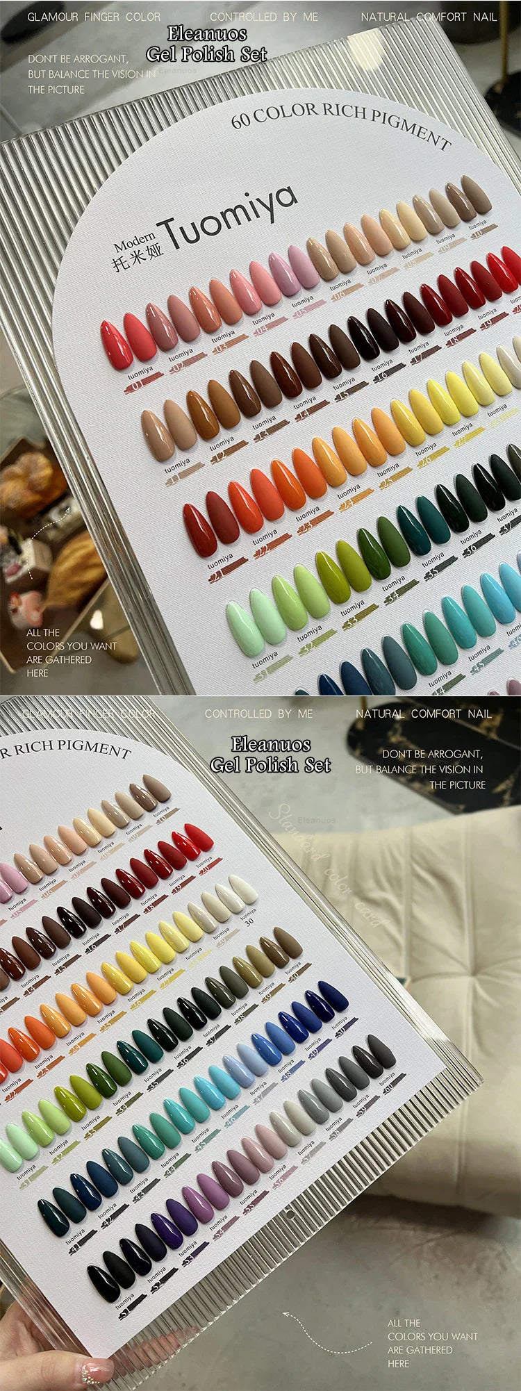 Eleanuos Popular gel Polishing 60PCS Mixed Varnish Soaking Rainbow Semi Permanent Shining Four Season Nail UV LED Salon gel 15ML