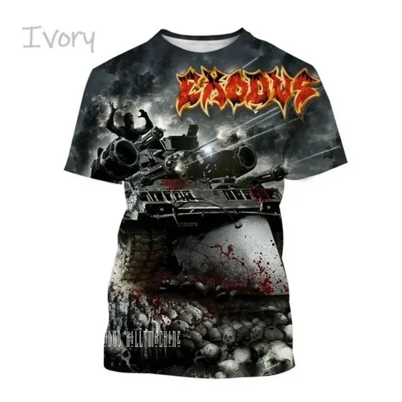 Metal Rock Exodus Band 3D Print O-Neck Tshirt Men Fashion Tees Casual Short Sleeve Oversized  Y2K Harajuku Unisex Clothing - Premium T-Shirt from Lizard Vigilante - Just $23.99! Shop now at Lizard Vigilante