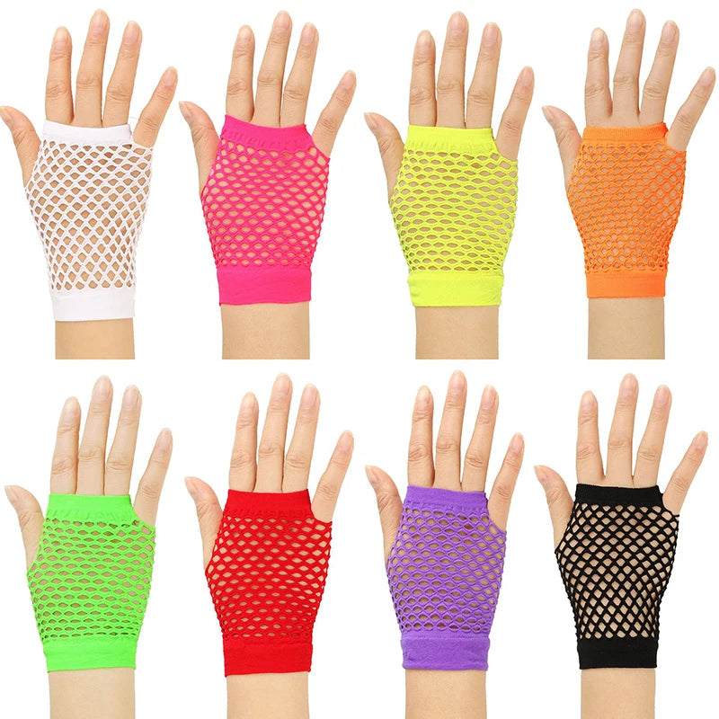 1 Pair Women's Short Fishnet Fingerless Mesh Gloves - Punk Rock Fancy Nightclub Party Arm Warmers Sexy Unisex Gloves - Premium gloves from dsers - Just $14.88! Shop now at Lizard Vigilante