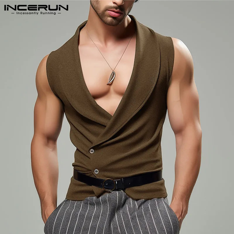 INCERUN Men's Solid Casual Waistcoats – Stylish Streetwear Sleeveless Vests (S-5XL) - Premium vest from Lizard Vigilante - Just $47.88! Shop now at Lizard Vigilante