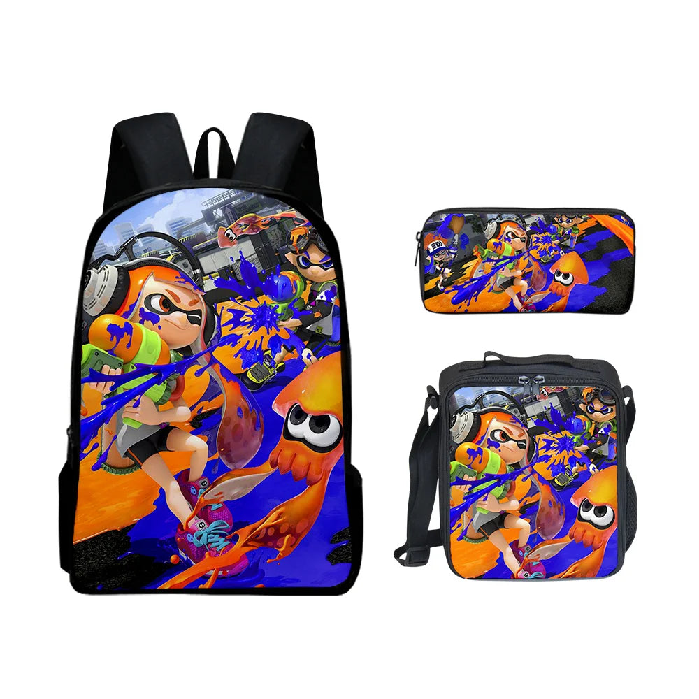 Splatoon 3 Hip-Hop 3D Printed Backpack Set – Trendy 3-Piece Student School Gear with Lunch Bag & Pencil Case - Premium backpack from Lizard Vigilante - Just $46.88! Shop now at Lizard Vigilante