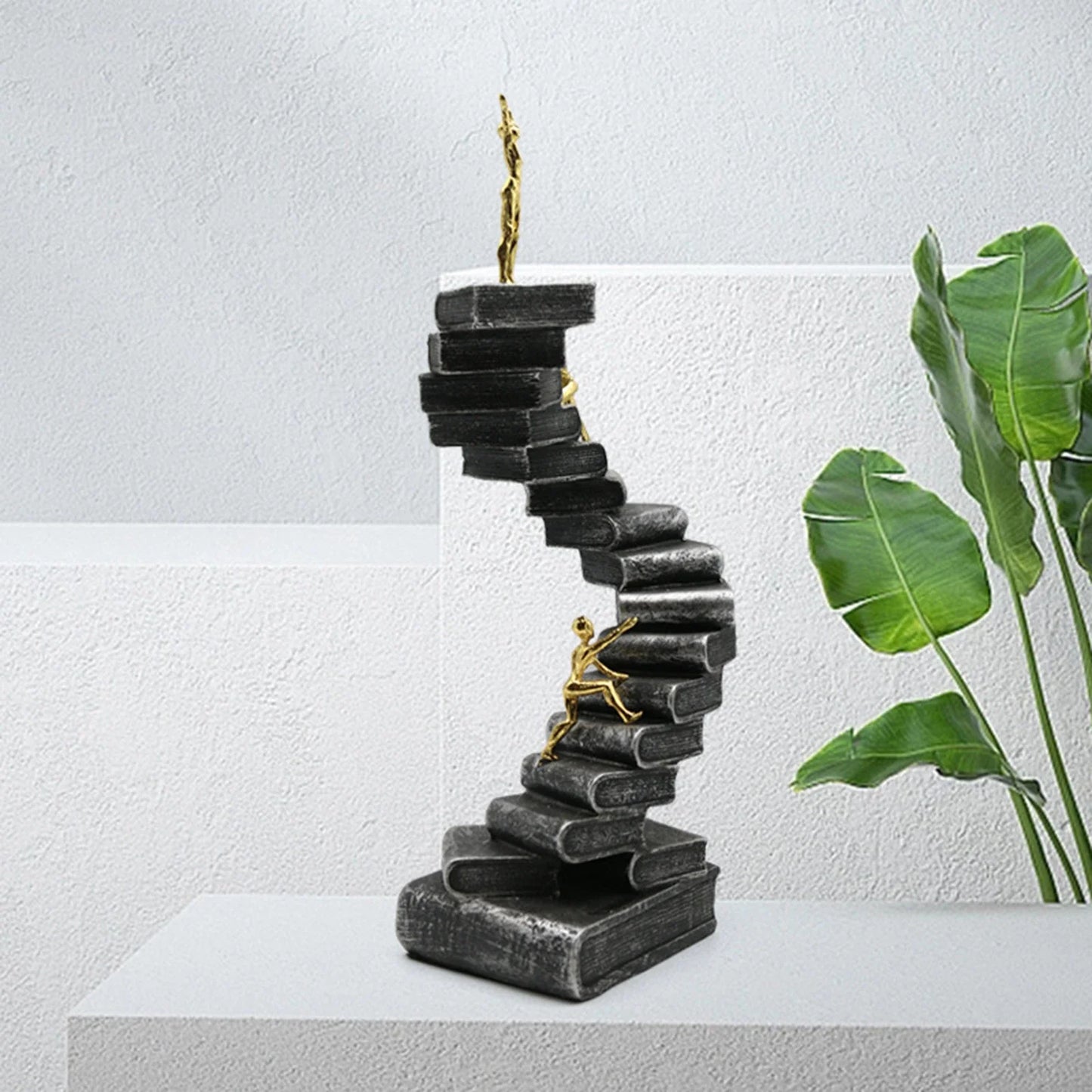 Resin Crafts Thinker Statues Ladder Statue For Bookshelf Decorative Objects Decoration Book Mountain Staircase Statue