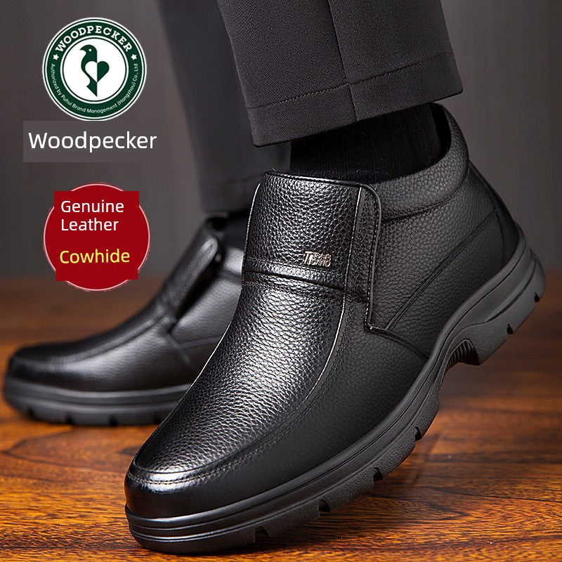 Woodpecker Winter Genuine Leather Wool-Lined Shoes – Cozy, Durable High-Top Warmth for Middle-Aged and Elderly Feet - Premium shoes from Lizard Vigilante - Just $81.08! Shop now at Lizard Vigilante