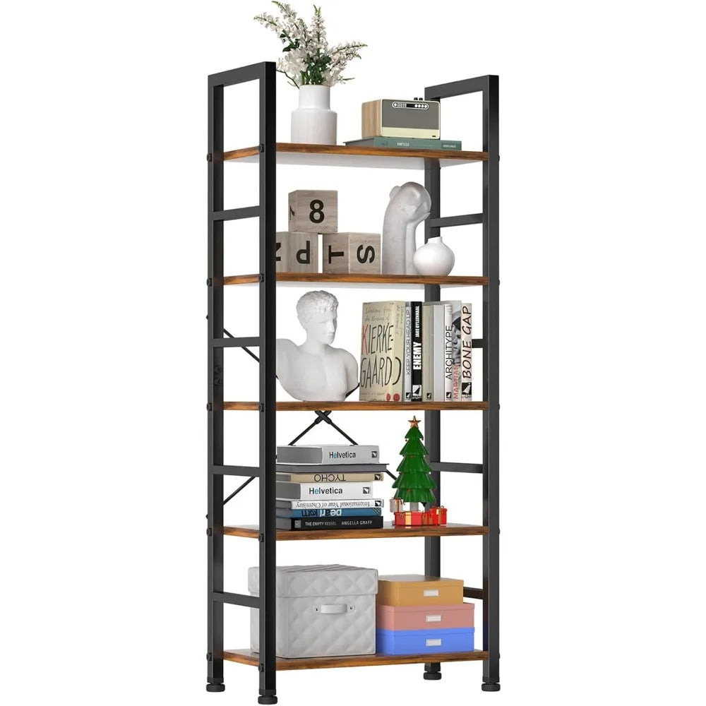 Bookshelves, 5-storey high bookshelves, modern bookcases, garage sets, CDs, movies, industrial corner storage organizers - Premium  from Lizard Vigilante - Just $88.99! Shop now at Lizard Vigilante