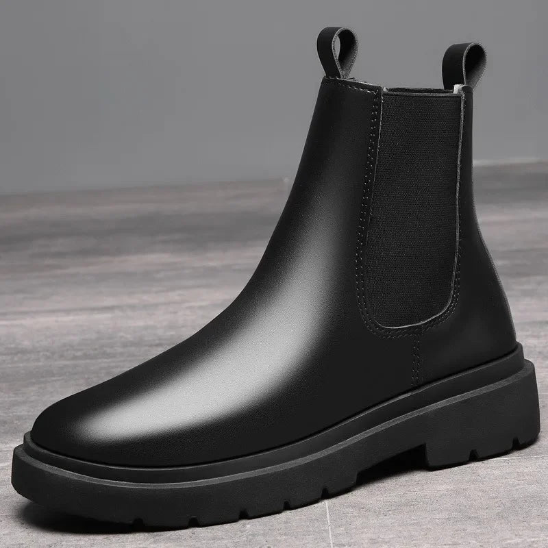 Autumn New Chelsea Boots for Men – Black Retro Slip-On Ankle Boots | Winter Motorcycle Booties, Fashionable & Comfortable - Premium boots from Lizard Vigilante - Just $34.88! Shop now at Lizard Vigilante