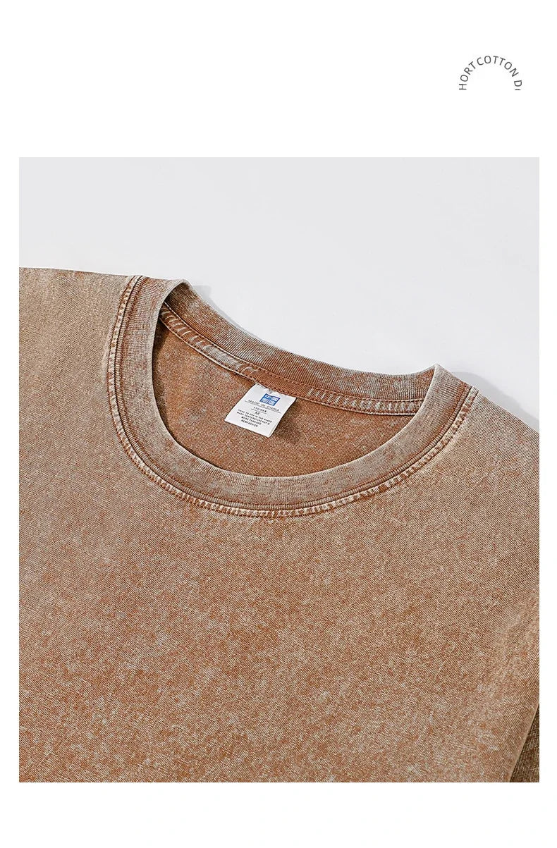 250gsm Vintage Acid Wash Punk Tee – Retro Streetwear T-Shirt for Men & Women | Harajuku Hip-Hop Grunge Cotton Short Sleeve | Namou Drane Exclusive - Premium tee from dsers - Just $27.77! Shop now at Lizard Vigilante