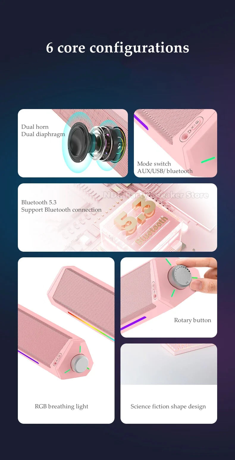 Home Bluetooth Gaming Speakers Portable USB Subwoofer Surround Stereo Sound Amplifiers Soundbar Speaker Desktop Speakers For PC