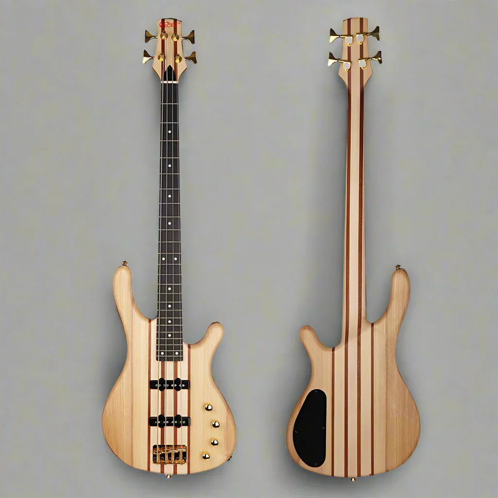 GECKO GB-405N 4-String Electric Bass Guitar - Neck-Thru-Body Construction with Jazz Pickups, Maple Neck & Sapele Fingerboard - Natural Satin Finish | Perfect for Beginners & Professionals - Premium bass guitar from Lizard Vigilante - Just $777.79! Shop now at Lizard Vigilante