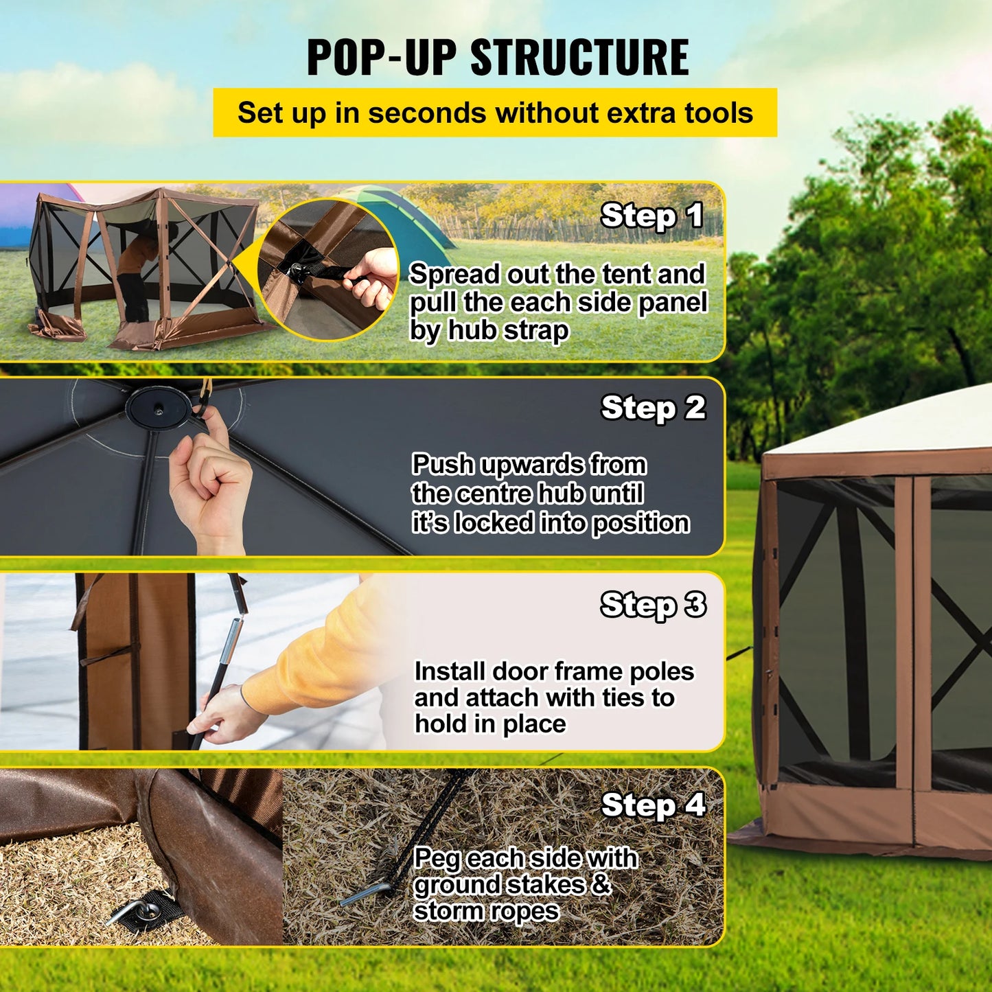 ⚡ VEVOR PIT LORD POP-UP GAZEBO | 6-Sided Heavy Metal Sun Shelter for the Wild ⚡
