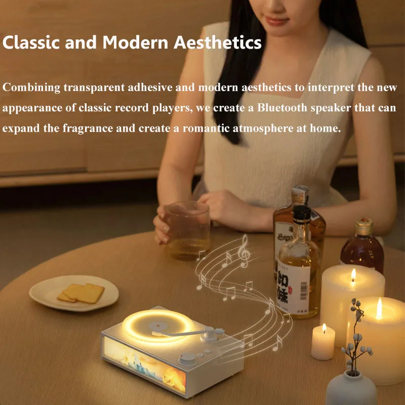 Wireless Vintage Bluetooth Speaker Portable Aromatherapy Atmosphere Light Painting Surround Sound MP3 Music Player Long Enduranc