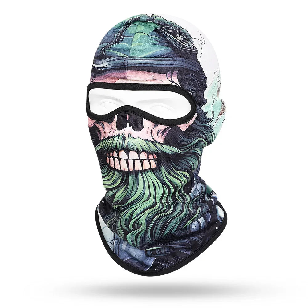 Motorcycle Balaclava Beard Print - Full Face Skull Mask for Bikers and Outdoor Enthusiasts - Premium balaclava from Lizard Vigilante - Just $14.88! Shop now at Lizard Vigilante