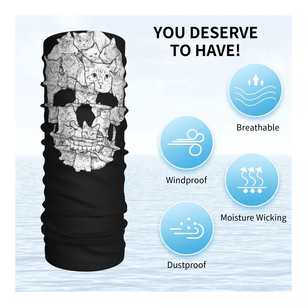 Cat Skull Horror Bandana Neck Gaiter – Multifunctional Magic Scarf, Breathable Balaclava for Outdoor Adventures, Unisex - Premium bacalava from Lizard Vigilante - Just $22.88! Shop now at Lizard Vigilante