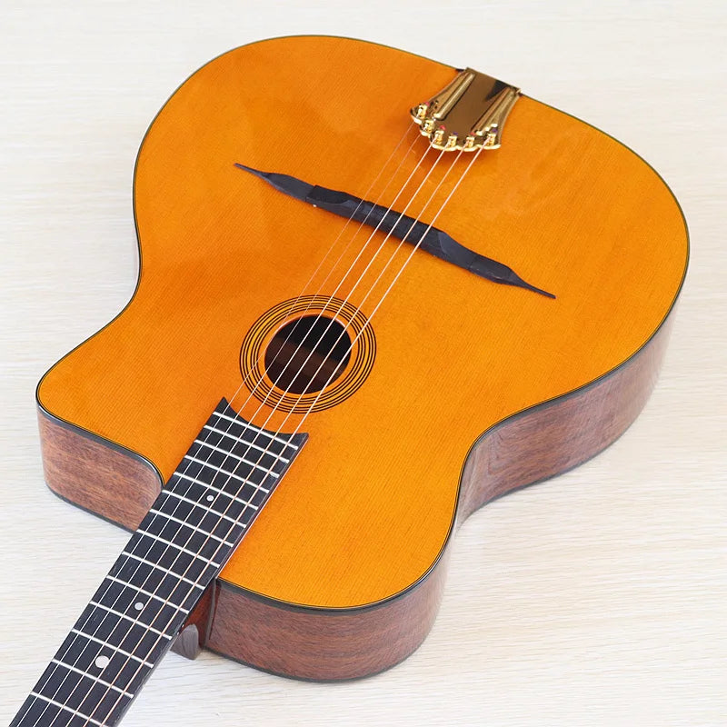 41-Inch Django Spruce Top Gypsy Swing Acoustic Guitar – High Gloss 6-String Folk Guitar with Hickory Fingerboard and Rosewood Back - Premium guitar from Lizard Vigilante - Just $280.99! Shop now at Lizard Vigilante