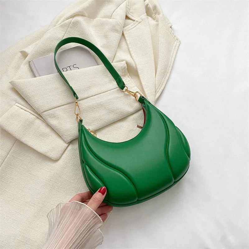 Chic Crescent PU Leather Shoulder Bag – Retro Saddle Handbag for Women, Minimalist Underarm Tote - Premium handbag from Lizard Vigilante - Just $48.88! Shop now at Lizard Vigilante