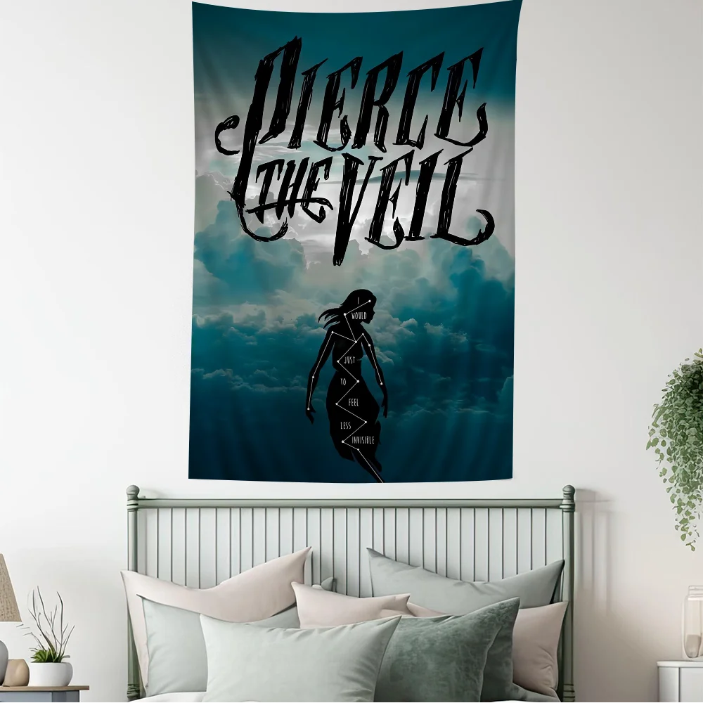 Pierce The Veil Band Anime Tapestry – Hippie Flower Wall Hanging for Dorm & Bedroom Decor - Premium tapestry from Lizard Vigilante - Just $26.99! Shop now at Lizard Vigilante