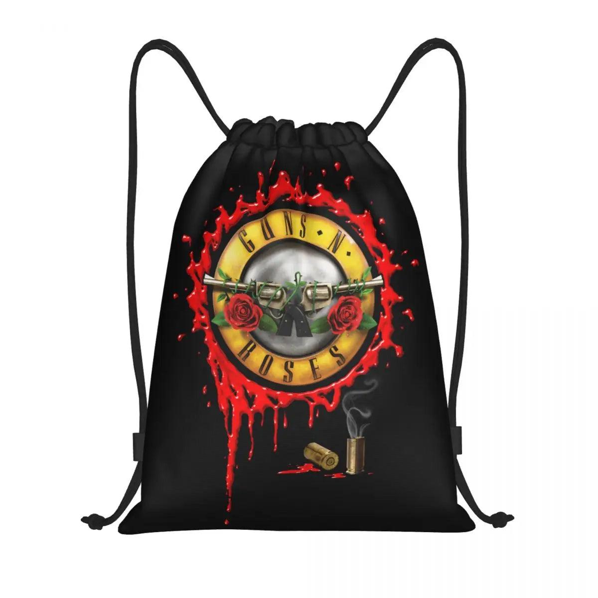 Guns N Roses Bullet Logo Drawstring Backpack Women Men Gym Sport Sackpack Portable Hard Rock Band Training Bag Sack - Lizard Vigilante