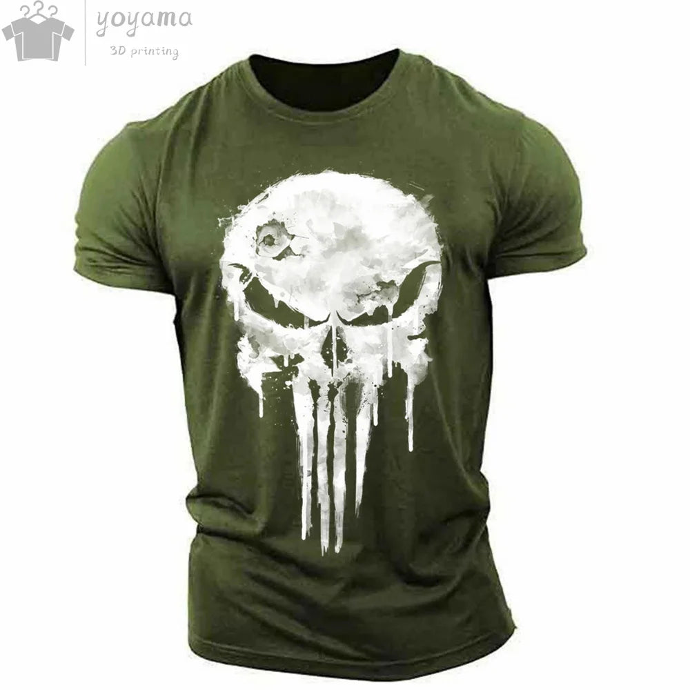 Men's T Shirt 3d Print Military Patriotic Skull O-Neck T Shirt Oversized T-Shirt Short-Sleeved Tee Sportswear Men's Clothing Top - Premium t-shirt from Lizard Vigilante - Just $23.88! Shop now at Lizard Vigilante