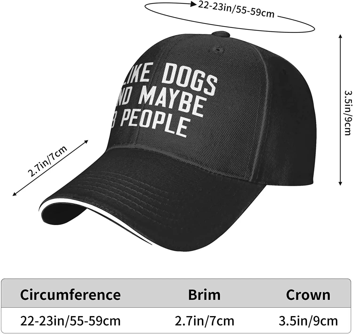 I Like Dogs and Maybe 3 People Unisex Cap Fishing Outdoor Sport Baseball Cap Sun Hat - Lizard Vigilante