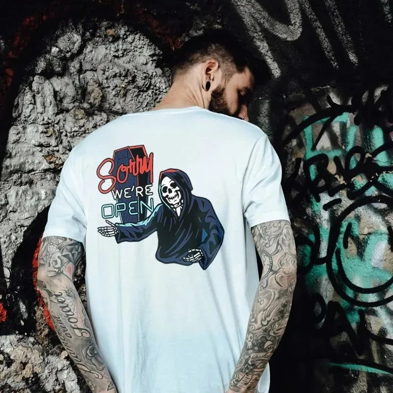 Gothic Punk Style Skull Graphic Men Tshirts Street Rock Hip-Hop Streetwear Grunge Heavy Metal Rock Top Oversized Tee Ropa Hombre - Premium  from Lizard Vigilante - Just $23.99! Shop now at Lizard Vigilante