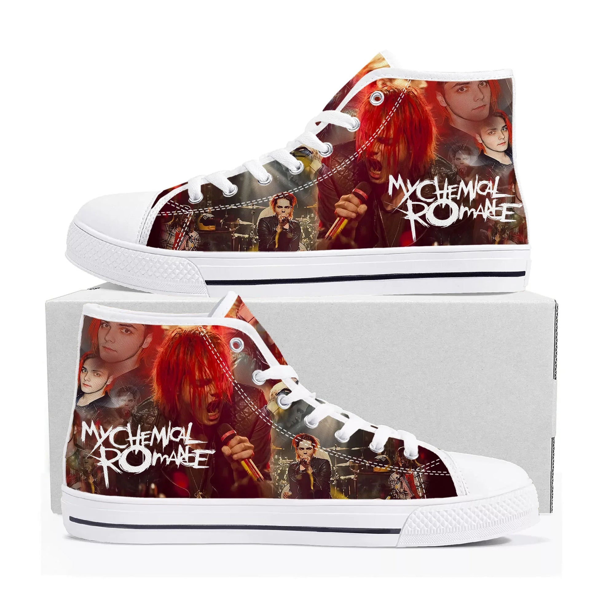 My Chemical Romance High-Top Canvas Sneakers – Rock Your Style, Your Way - Premium shoes from Lizard Vigilante - Just $48.88! Shop now at Lizard Vigilante