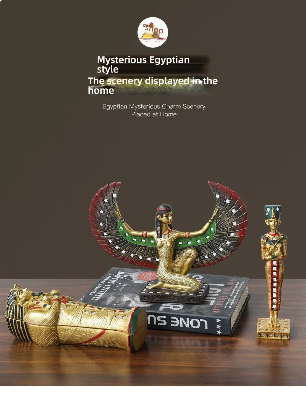 Egyptian Sphinx Resin Statue - Pharaoh Lion Body Human Face Sculpture, Hand-Painted Pyramid Guardian Isis Goddess Inspired Craft