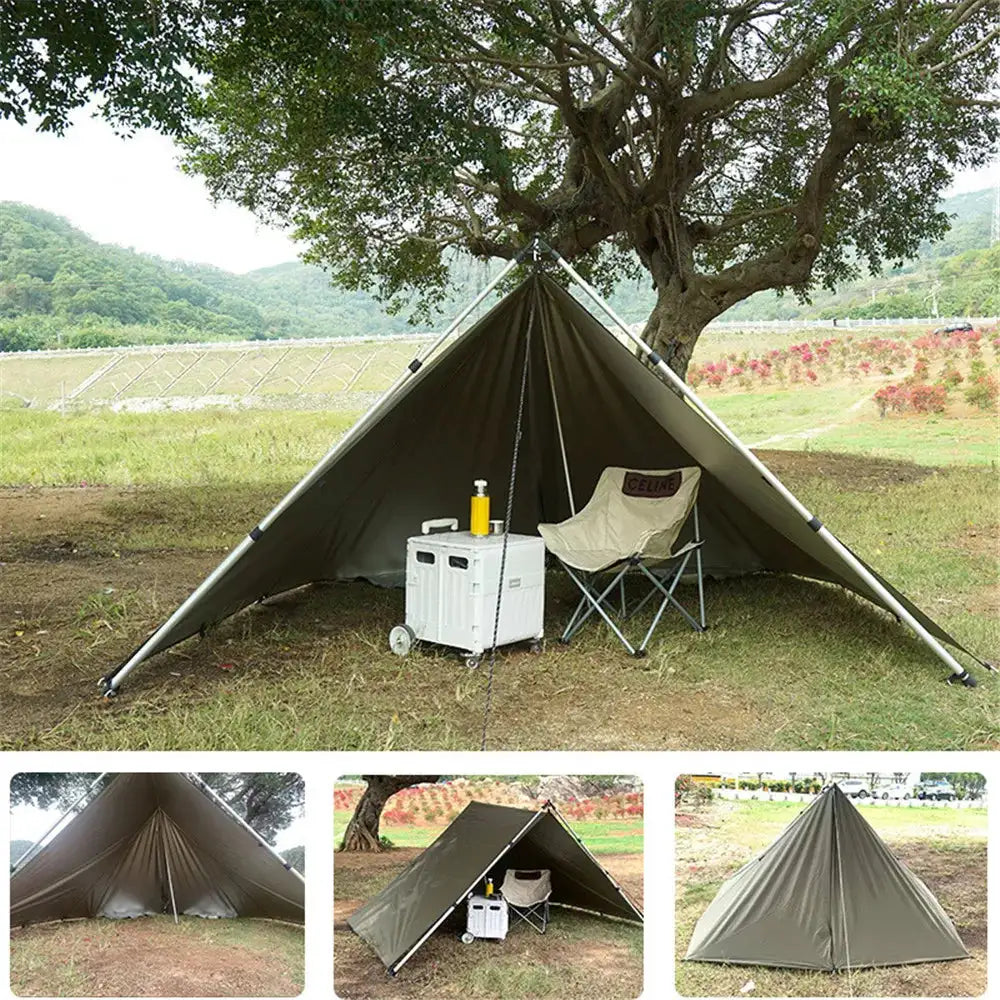 4x4m 4x3m 3x3m 19 Hang Points Tent Tarp Survival Sun Shelter Shade Canopy Outdoor Backpacking Waterproof Camping Awning SunShade
