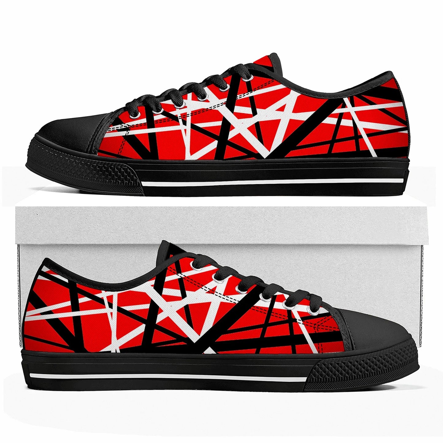 Van Halen 1984 Stripes Custom Low Top Canvas Sneakers – Iconic Rock-Inspired Footwear for Men, Women, and Teens - Premium  from Lizard Vigilante - Just $44.88! Shop now at Lizard Vigilante