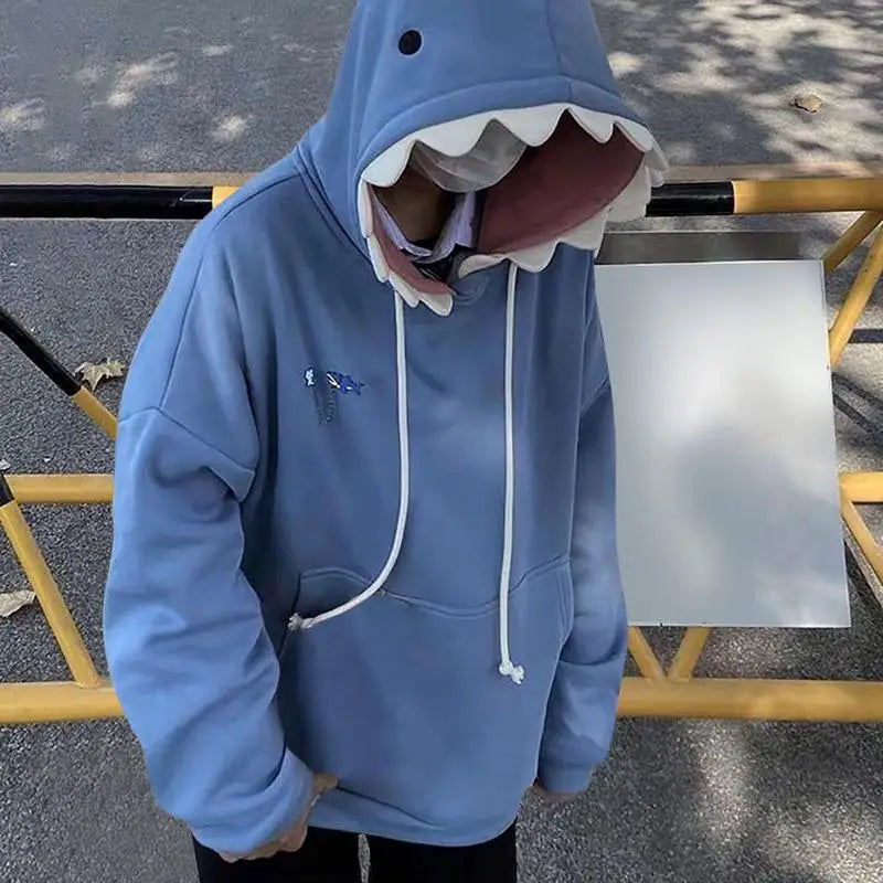 Shark Sweatshirt for Kids and Teens - Blue Hoodies, Long Sleeve Shark Shape Pullover, Fun Animal Cartoon Couple Hoodie - Premium sweatshirt hoodie from Lizard Vigilante - Just $33.88! Shop now at Lizard Vigilante