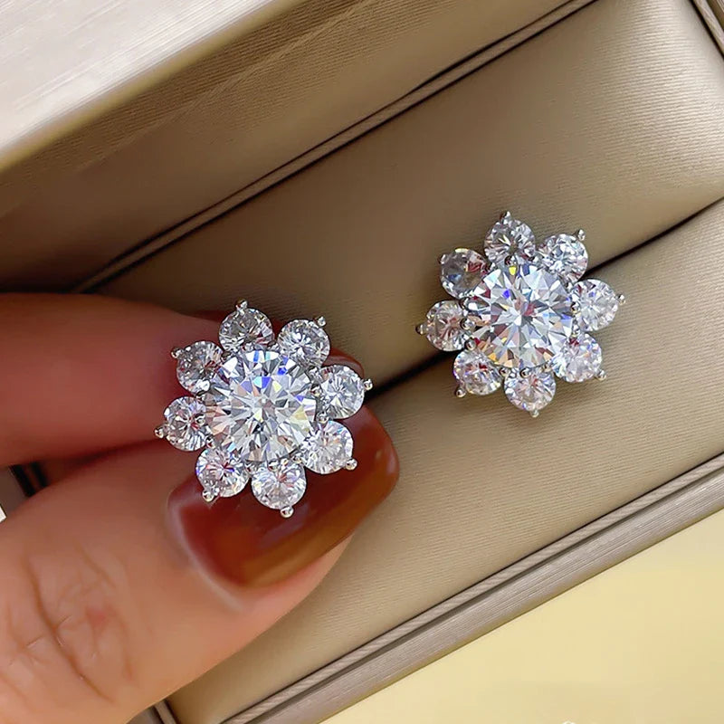 COSFIX Moissanite Necklace For Women 1 CT D Color VVS1 Excellent Cut Round Diamond Sunflower Pendant Necklace 925 Silver Jewelry