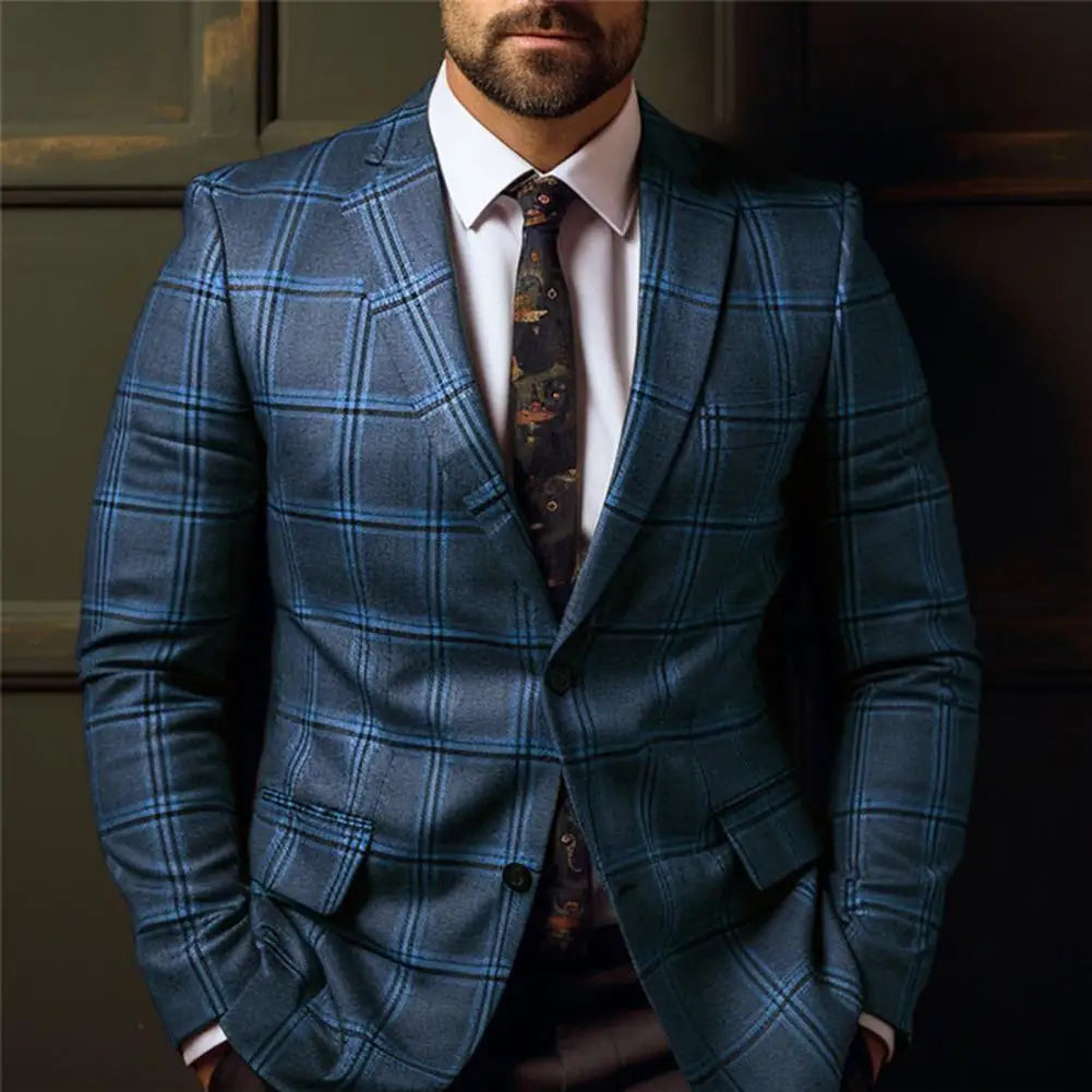 Men’s Suit Coat | Slim Fit Plaid Jacket - Premium cardigan from Lizard Vigilante - Just $38.88! Shop now at Lizard Vigilante