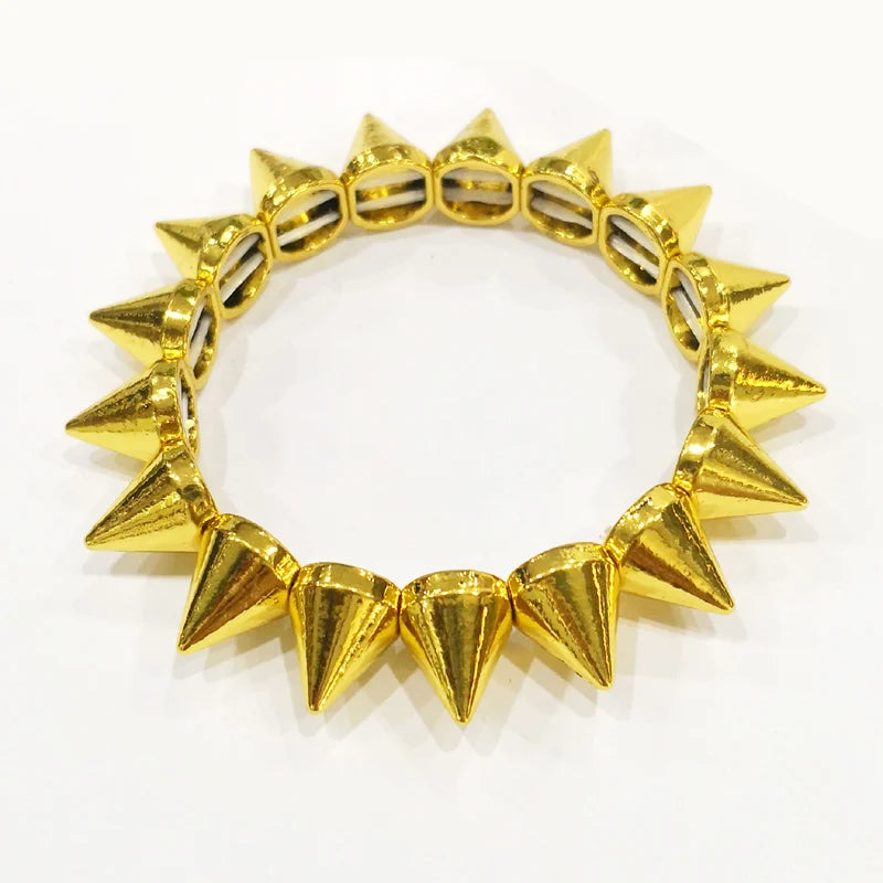 Punk Spiked Elastic Bracelet – Riveted Stretch Metal Bangle for Women, Hip Hop Party Fashion Jewelry - Premium bracelet from Lizard Vigilante - Just $19.88! Shop now at Lizard Vigilante