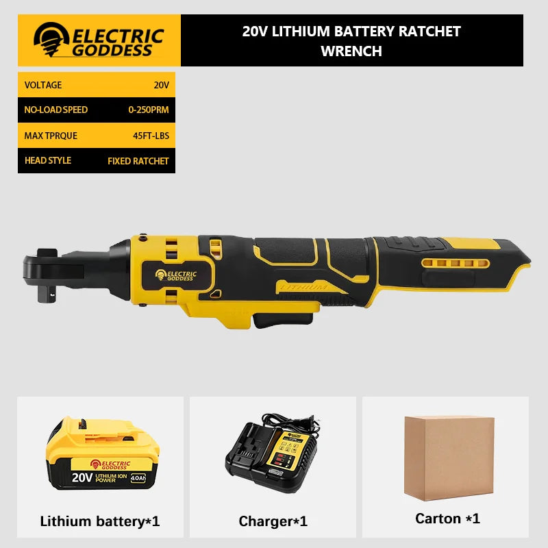 Electric Goddess 20V Cordless Ratchet Wrench – Precision Impact Torque Power Tool for DIY Champions, Compatible with Dewalt Batteries - Premium wrench from Lizard Vigilante - Just $88.88! Shop now at Lizard Vigilante