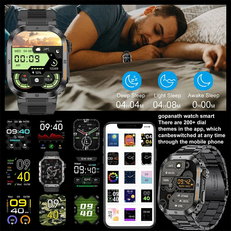 Rugged and Durable Military Smart Watch – 2.01" HD Display, IP68 Waterproof, Bluetooth Voice Smartwatch for Android & iOS - Premium smart watch from Lizard Vigilante - Just $58.99! Shop now at Lizard Vigilante