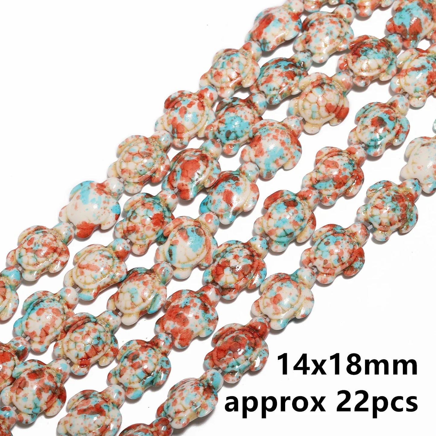 14x18mm 22pcs Sea Turtle Random Color Mix Natural Turquoise Stone Beads Bead for Jewelry Making DIY Ocean Series Bracelet