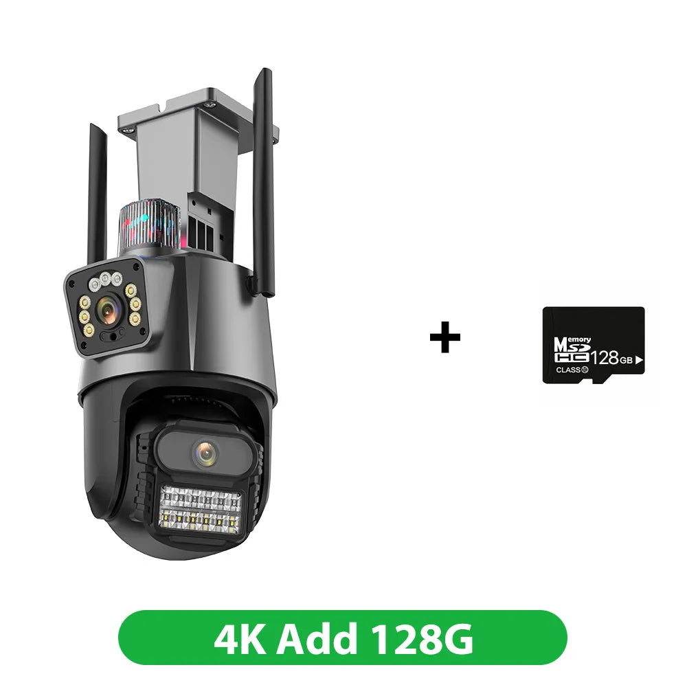 WIFI 8K 8X Zoom IP Camera Four Lens Four Screen Human Detecton Camera 4K 8MP IP HD Dual Srceen Security Waterproof Camera iCsee