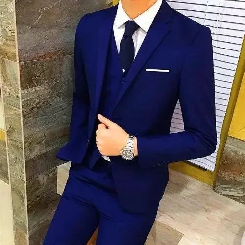 Men's Three-piece Suit Casual Slim Fit Western-style Business Attire Korean Version Youth Student Style Smooth Sihouette - Premium  from Lizard Vigilante - Just $37.99! Shop now at Lizard Vigilante