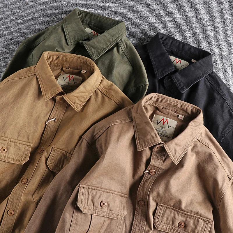 Long-Sleeved Men's Shirt Double Pockets Casual Jacket Thin Coat Youth - Lizard Vigilante