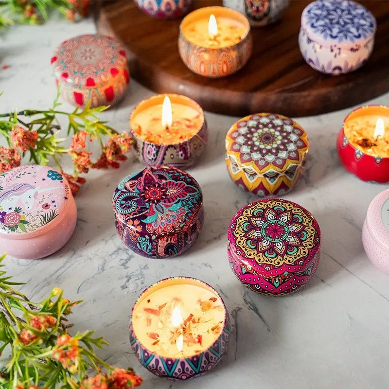 1Pcs/Box Scented Candle Set Gift Islamic Arabian Patterns Fragrance Candle Jar DIY Smokeless Couples Romantic Incense Candles