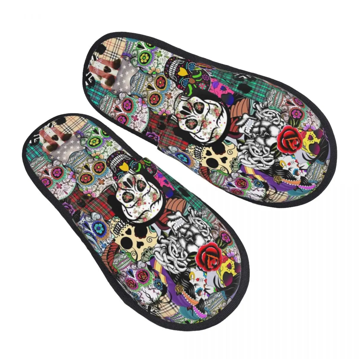 Rockabilly Skull Retro Classic Rock and Roll Slippers - Premium slippers from Lizard Vigilante - Just $23.88! Shop now at Lizard Vigilante